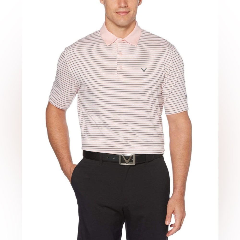 Callaway Mens 3-Color Stripe Polo